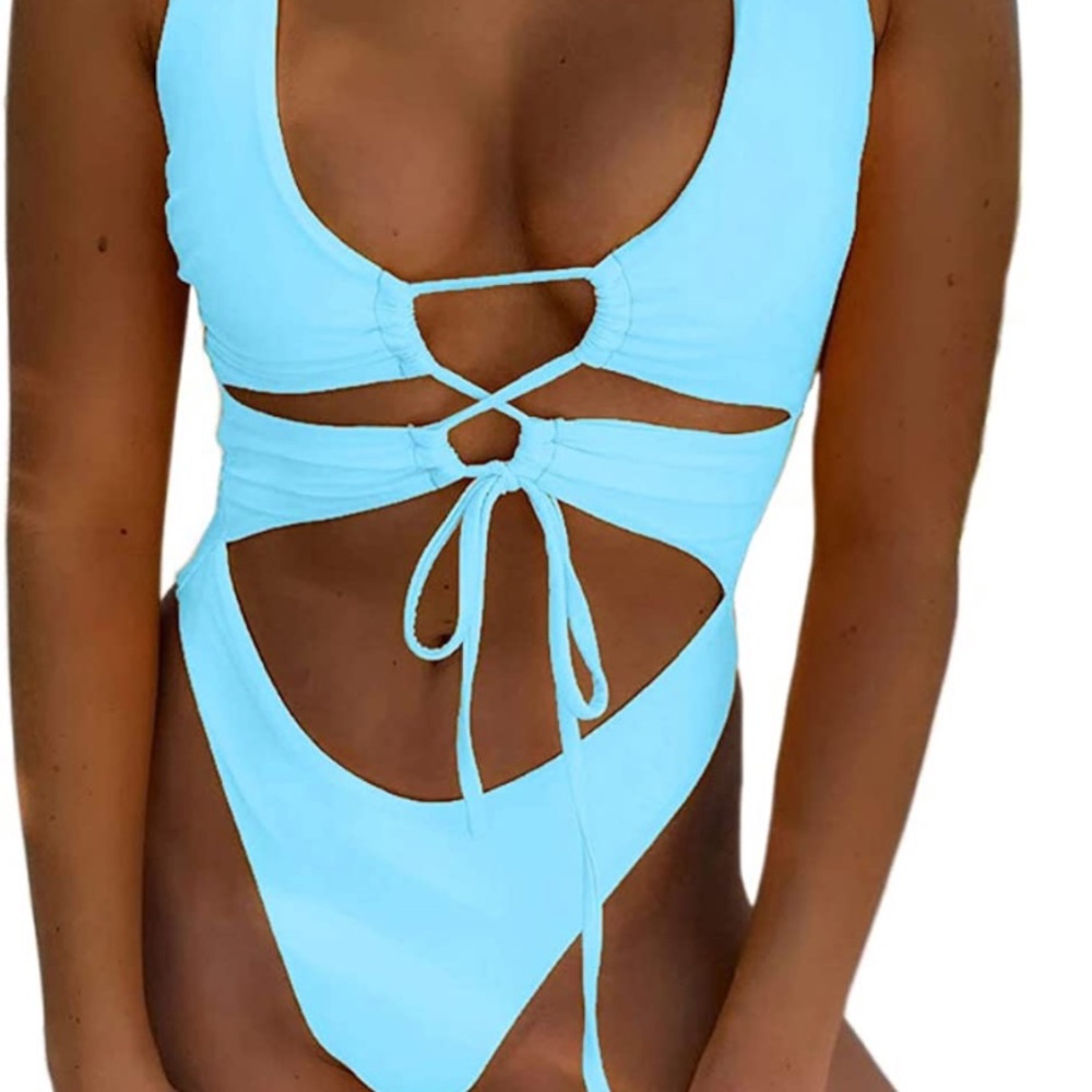 NEW Cutout Lace Up Backless High Cut Swimsuit